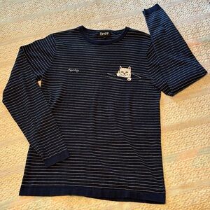 Ripndip Peeking Nermal striped sweater / shirt Men's sz S  * naughty cat *